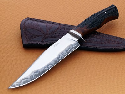 Claudio Ariel Sobral ABS Journeyman Smith forged stag fighter fixed custom knife