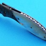 Ken Onion damascus pearl folder folding custom knives Robertson's Custom Cutlery