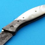 Ken Oinion damascus folder handle folding custom knives