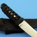 fixed custom knife RJ Martin Wasabi 6 handle samurai menuki Robertson's Custom Cutlery tactical fixed blade