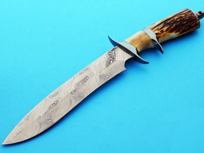 Jim Siska damascus m16 sub-hilt fixed custom knife