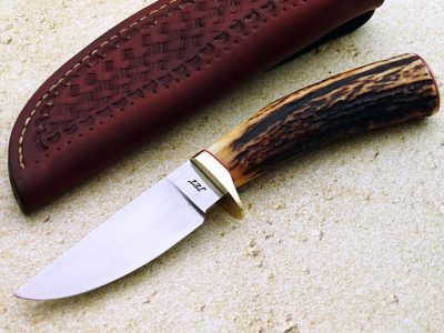 John Tilton stag forged hunter fixed custom knives, ABS Journeyman Smith