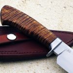 fixed custom knife Scott Gallagher Curly koa hunter knife handle back Robertson's Custom Cutlery hunters & skinners fixed blade