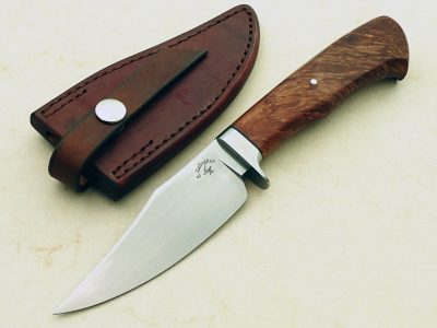 fixed custom knife Scott Gallagher maple burl skinner knife Robertson's Custom Cutlery hunters & skinners fixed blade