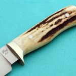 fixed custom knife John Fitch stag hunter knife handle Robertson's Custom Cutlery hunters & skinners fixed blade