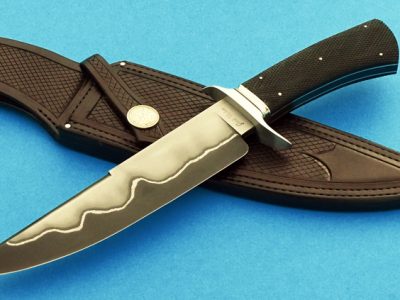 fixed custom knife Josh Fisher San Mai Presentation Knife, Checkered Blackwood, ABS Journeyman Smith Robertson's Custom Cutlery
