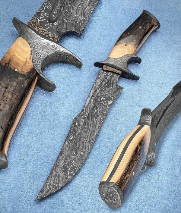 Broadwell Damascus SubHilt Bowie Knife Custom handmade Ivory
