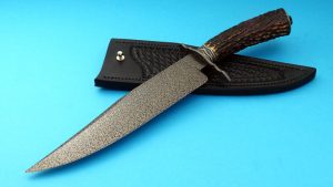 Shawn McIntyre Forged Mosaic Damascus Stag Bowie Custom Made in Australia ABS Master Smith