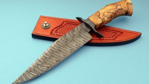 Shawn McIntyre Forged Tiger Stripe Damascus Bowie ABS Master Smith Custom Knife