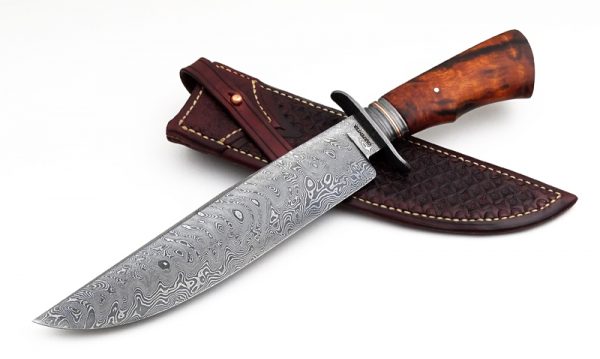 Charles Carpenter Damascus Bowie Desert Ironwood Custom Knife