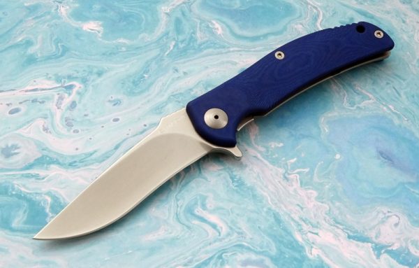RJ Martin Q36-SS Tactical Folding Knife Titanium Blue Carbo Quartz Custom Knife Flipper