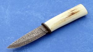 Hank Knickmeyer Damascus Stag Hunting Knife Custom Hunter Forged Hand Made