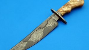 Larry Cox Forged Mosaic Damascus Fighting Knife ABS Journeyman Smith Custom Fighter