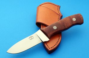 Loyd McConnel Drop Point Hunter Custom Knife Desert Ironwood engraved handle pins Great value full tapered tang