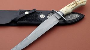 Brion Tomberlin Forged ST-24 Bowie Custom Knife with Hamon Mammoth Ivory Moran ABS Master Smith