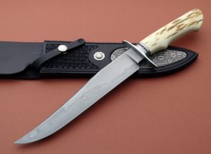 Brion Tomberlin Forged ST-24 Bowie Custom Knife with Hamon Mammoth Ivory Moran ABS Master Smith