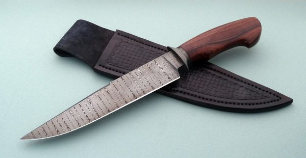Silva Forged Damascus Bowie with Rosewood Custom Knife ABS Journeyman Smith Argentina