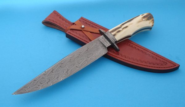 Wess Barnhill Custom Forged 3 Bar Pattern Damascus Frame Handle Mammoth Ivory Museum Fit handle ABS Journeyman Smith Winner George Peck Award