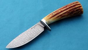 Craig Camerer Custom Ladder Damascus Forged Nessmuk Hunting Knife Stag ABS Jouneyman Smith Forged in Fire Champion