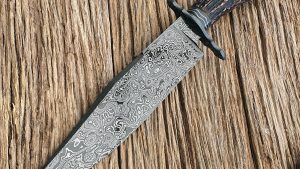 Shawn McIntyre Forged Damascus Sheffield Stag Bowie ABS Mastersmith