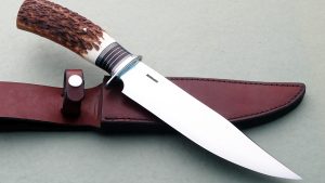 Mike Malosh forged Pathfinder camp knife Elk horn
