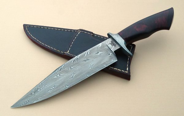 Stephan Fowler ABS Journeyman Smith Forged 4-Bar Twist Damascus Bowie Rosewood