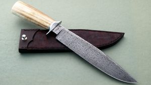 Bill Miller Forged Damascus Bowie Fossil Walrus Ivory