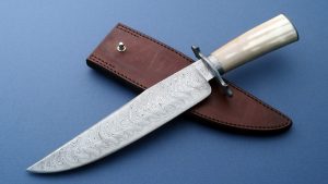 Mike Ruth Sr. Forged Damascus Bowie Walrus Ivory ABS Journeyman Smith