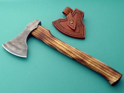Szilard Csizmar forged in Romania custom Viking Axe leather sheath hunter wilderness tool