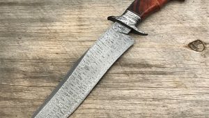 Ben Breda Forged Damascus Grooved Bowie ABS Smith