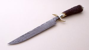 Dan Graves Custom Damascus Bowie Stag