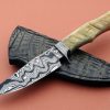 Richard Pezarini Custom Forged Damascus Hunting Knife Sheep Horn handle