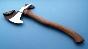 Andrew K Smith Custom Forged Spike Axe contoured wood handle