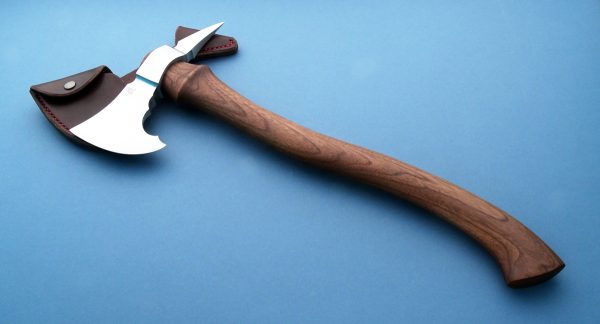 Andrew K Smith Custom Forged Spike Axe contoured wood handle