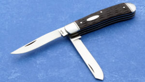 Joel Chamblin 2 Blade Mini Trapper Folding Slip Joint knife Custom made with Jigged Bone