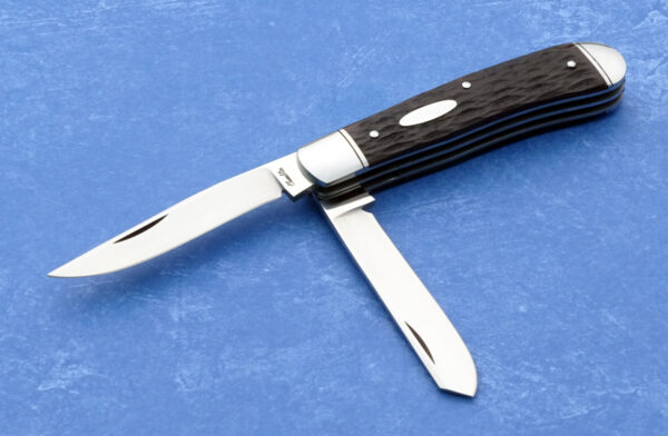 Joel Chamblin 2 Blade Mini Trapper Folding Slip Joint knife Custom made with Jigged Bone