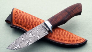 Brant Cochran custom Forged Damascus Hunting Knife with Koa wood ABS Apprentice Smith