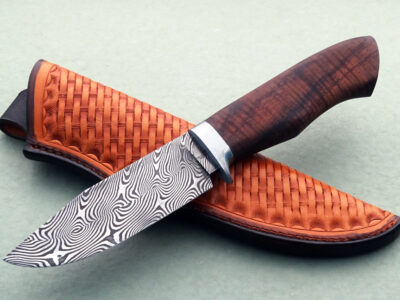 Brant Cochran custom Forged Damascus Hunting Knife with Koa wood ABS Apprentice Smith