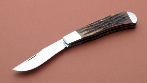 Rusty Preston Trapper Slip Joint Folding Knife Amber Jigged Bone