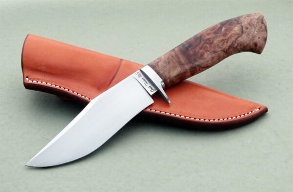 Josh Fisher custom Forged Upswept Hunting Knife ABS Master Smith Burl handle