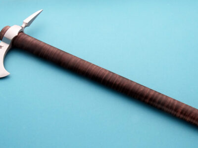 Andrew K Smith Custom Forged Fighting Spike tomahawk with wood handle.