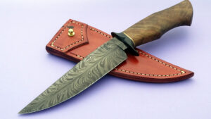 Mike Deibert Forged Feather Pattern Damascus Fighter ABS Journeyman Smith.
