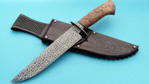 Josh Fisher Forged Twist Damascus MS Test Bowie ABS Master Smith Lacewood Burl handle