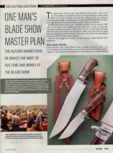 Blade Magazine article by Les Robertson Custom Kni