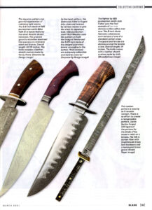Blade Magazine March 2021 Patterns Matter by Custom Knife Field Editor Les Robertson types of forged Damascus steel ABS Master Smith Steve Randall
