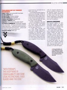 Dziubinski Trailhead published in Blade Magazine Feb. 2026 Les Robertson's article The Other EDC