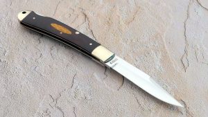 Joe Kious Custom Folding Knife Lock back folder Exceptional folder maker Desert Ironwood with Mastodon Ivory inlay