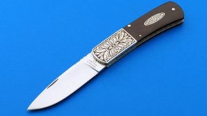 Harvey McBurnette Custom Lock back Presentation Folding Knife Engraved File work sole authorship grail knife
