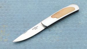Eldon "EG" Peterson Interframe Folding Knife Custom Lock back Folder Mastodon Ivory smooth opening beautiful design