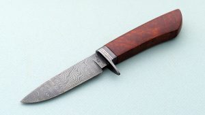 Steve Randall Custom made Damascus Forged Drop Point Hunting Knife Desert Ironwood handle ABS Master Smith